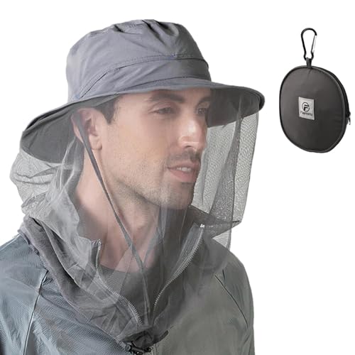 F Flammi Flammi UPF 50+ Fishing Hat w/Head Net Sun Protection Safari Boonie Hat Cap Outdoor for Men/Women (Khaki) - Image 1