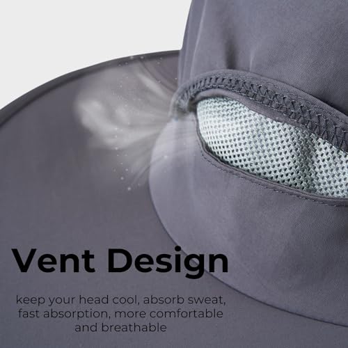 F Flammi Flammi UPF 50+ Fishing Hat w/Head Net Sun Protection Safari Boonie Hat Cap Outdoor for Men/Women (Khaki) - Image 3