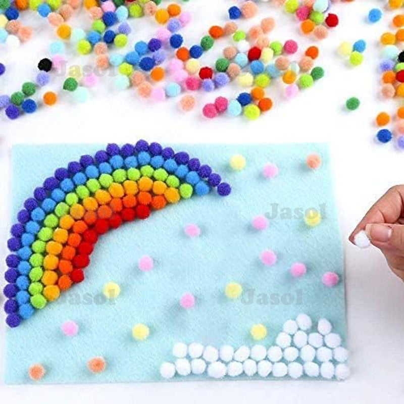 Jasol 1000 Pieces 1cm Assorted Pom Poms, Small Pompom Balls for Kids Creative Arts & Crafts Projects Making and DIY Decorations - Image 3