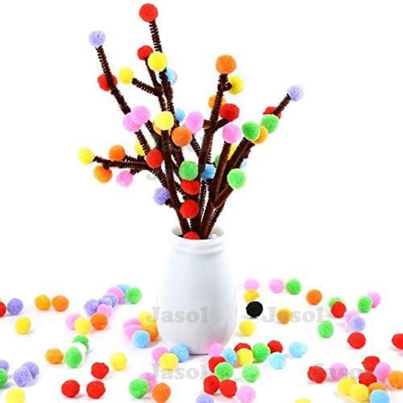 Jasol 1000 Pieces 1cm Assorted Pom Poms, Small Pompom Balls for Kids Creative Arts & Crafts Projects Making and DIY Decorations - Image 2
