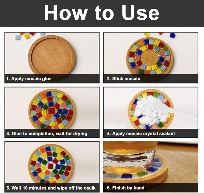 WAN2TLK Mosaic Crystal Grout 130g, Mosaic Tile Accessories, No Water Needed, Fast-Drying, Essential for Handmade Grouting, Mosaic Crystal Sealant for All Tiles & Surfaces (Black) - Image 4