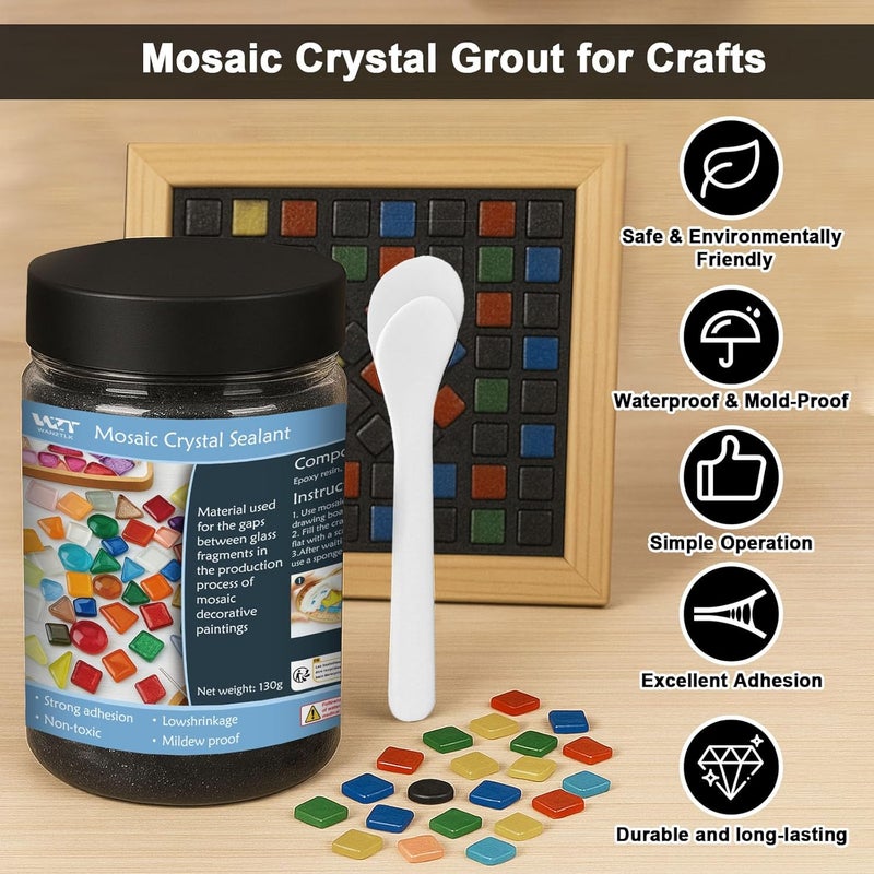 WAN2TLK Mosaic Crystal Grout 130g, Mosaic Tile Accessories, No Water Needed, Fast-Drying, Essential for Handmade Grouting, Mosaic Crystal Sealant for All Tiles & Surfaces (Black) - Image 5