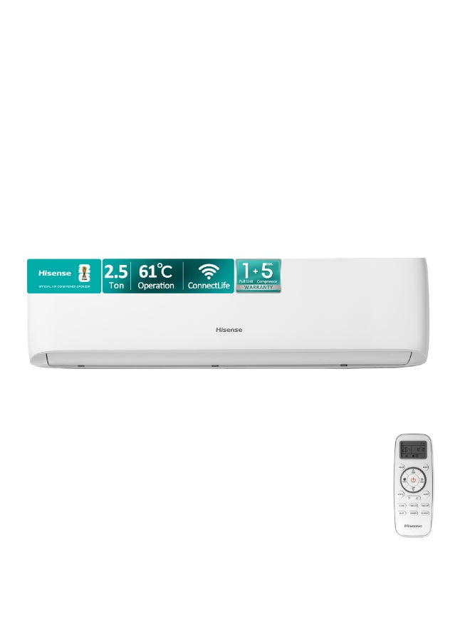 Hisense 2.5 Ton Inverter Split AC,Air Conditioner,28000 BTU with Rotary R32 compressor, Cooling up to 61℃,LED Hidden Display,ESMA 2 Star Energy Saving,Voice Control,4 in 1 Filter,Fast Cooling, ECO/Smart/Sleep Mode,I feel AS-30TF4RKFCA00 White - Image 1