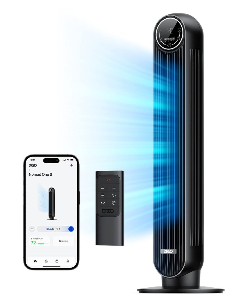 مروحة دورانية من دريو لغرفة النوم، مروحة هادئة بدون شفرات مع تحكم عن بُعد وواي فاي، 4 أوضاع، 4 سرعات، مؤقت 8 ساعات، 28 ديسيبل، تعمل مع أليكسا وجوجل