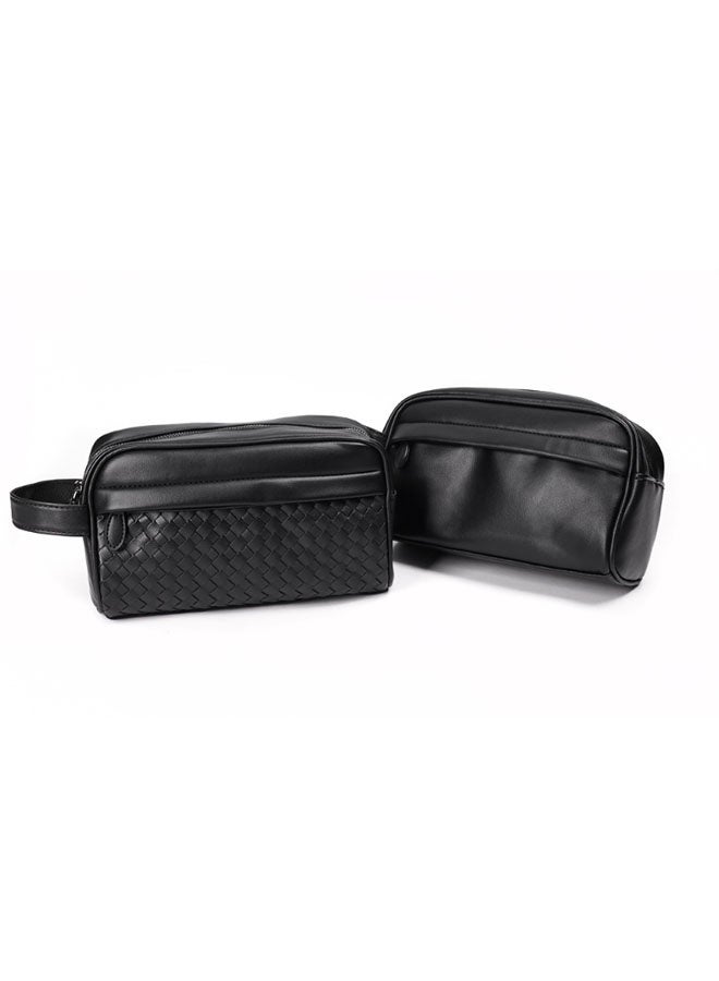 Hanayo Men's Clutch Bag Clutch Purse with Zipper Hand Held Bag PU Leather Wallet Gift for Father Son Boyfriend(Black)  - Image 4