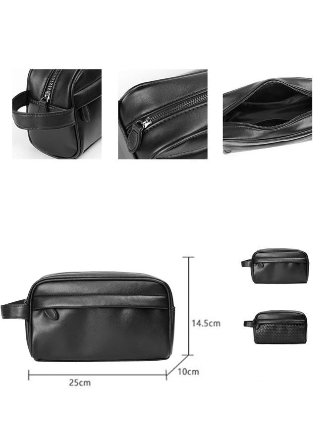 Hanayo Men's Clutch Bag Clutch Purse with Zipper Hand Held Bag PU Leather Wallet Gift for Father Son Boyfriend(Black)  - Image 5