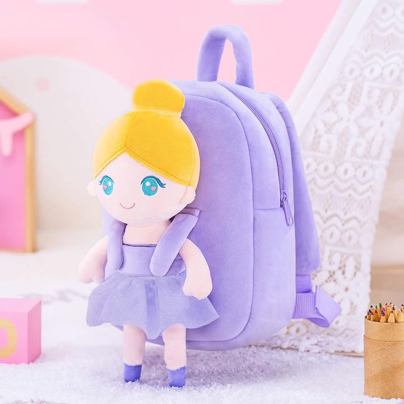 Frantic Kids Soft Cartoon Travelling School Bag Soft Plush 1 Compartment Backpacks Boys Girls Baby for 2 to 5 Years Baby/Boys/Girls Nursery, Preschool, Picnic(1_Purple_BallerinaDoll_2023_A) - Image 5