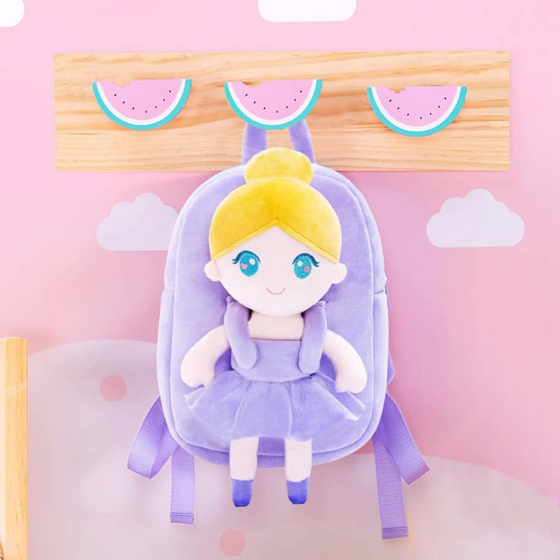 Frantic Kids Soft Cartoon Travelling School Bag Soft Plush 1 Compartment Backpacks Boys Girls Baby for 2 to 5 Years Baby/Boys/Girls Nursery, Preschool, Picnic(1_Purple_BallerinaDoll_2023_A) - Image 4