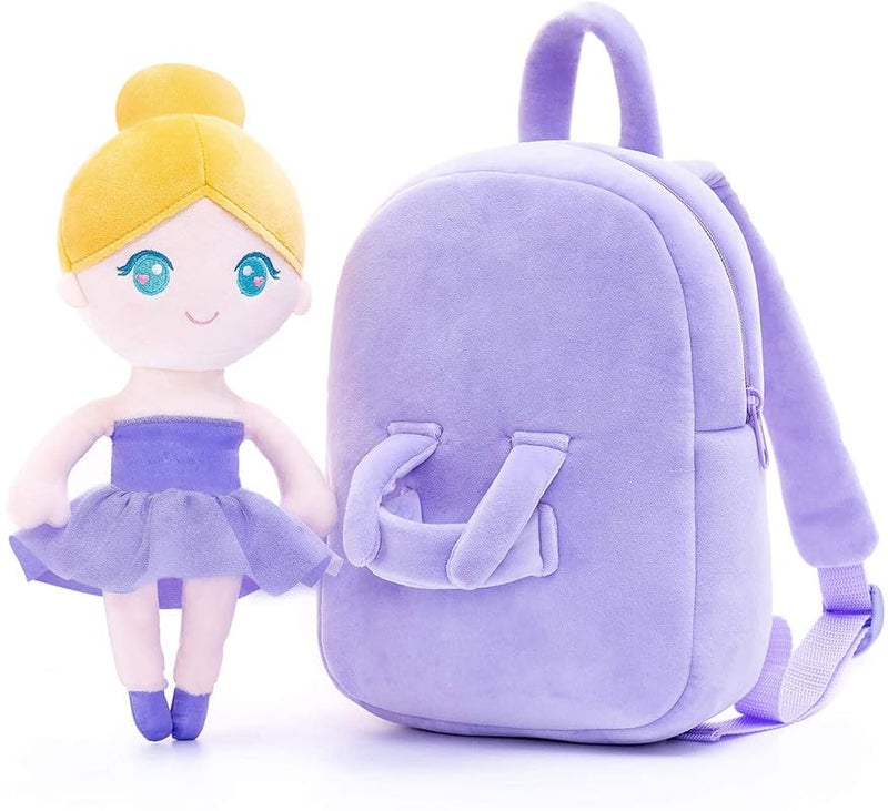Frantic Kids Soft Cartoon Travelling School Bag Soft Plush 1 Compartment Backpacks Boys Girls Baby for 2 to 5 Years Baby/Boys/Girls Nursery, Preschool, Picnic(1_Purple_BallerinaDoll_2023_A) - Image 2