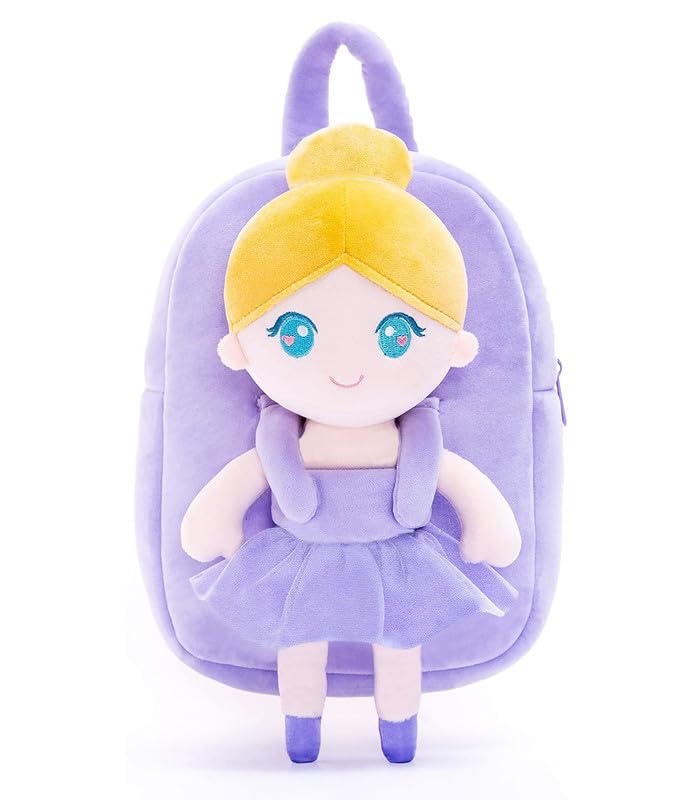 Frantic Kids Soft Cartoon Travelling School Bag Soft Plush 1 Compartment Backpacks Boys Girls Baby for 2 to 5 Years Baby/Boys/Girls Nursery, Preschool, Picnic(1_Purple_BallerinaDoll_2023_A) - Image 3