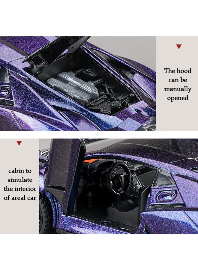 general 1:32 Lambo Sian FKP3 Alloy Model Car with Light and Sound Pull Back Car Toy for Boys Age 3+ Year Old (Star Light Color) - Image 3
