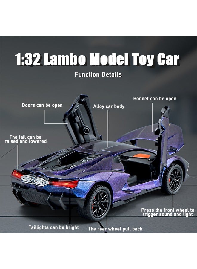 general 1:32 Lambo Sian FKP3 Alloy Model Car with Light and Sound Pull Back Car Toy for Boys Age 3+ Year Old (Star Light Color) - Image 2