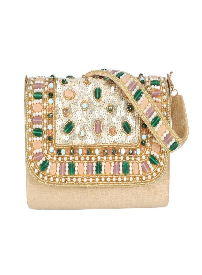JI ACCESSORIES Women wedding designer clutch purse (BROWN) - Image 1