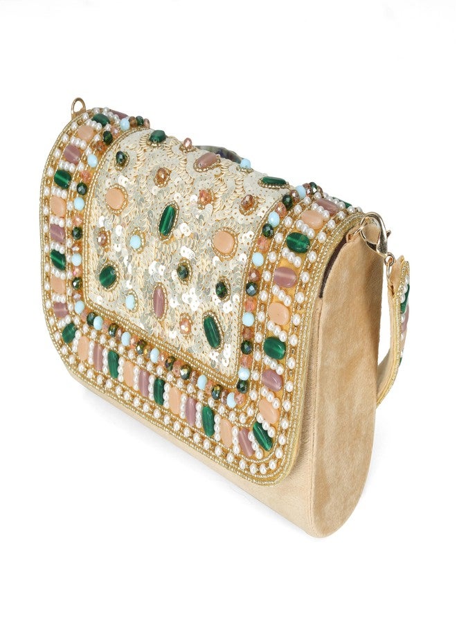 JI ACCESSORIES Women wedding designer clutch purse (BROWN) - Image 2
