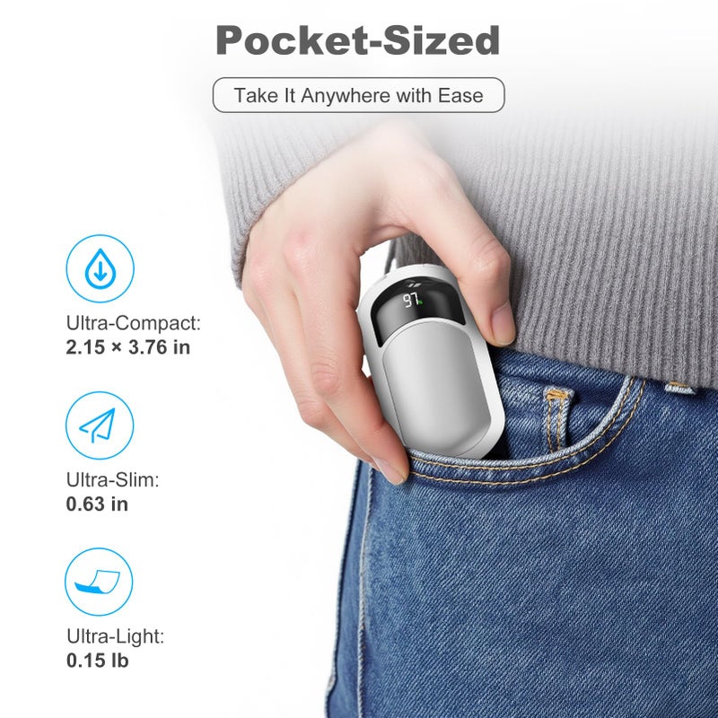 Fussion AI Hand Warmers Rechargeable 2 Pack, 6400mAh Portable Pocket Electric Hand Warmer, Fast Heating 3-Settings Reusable Handwarmers for Christmas, Gloves, Travel, Hunting Essentials Men Women - White - Image 5