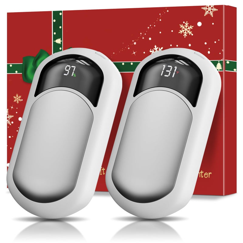 Fussion AI Hand Warmers Rechargeable 2 Pack, 6400mAh Portable Pocket Electric Hand Warmer, Fast Heating 3-Settings Reusable Handwarmers for Christmas, Gloves, Travel, Hunting Essentials Men Women - White - Image 1