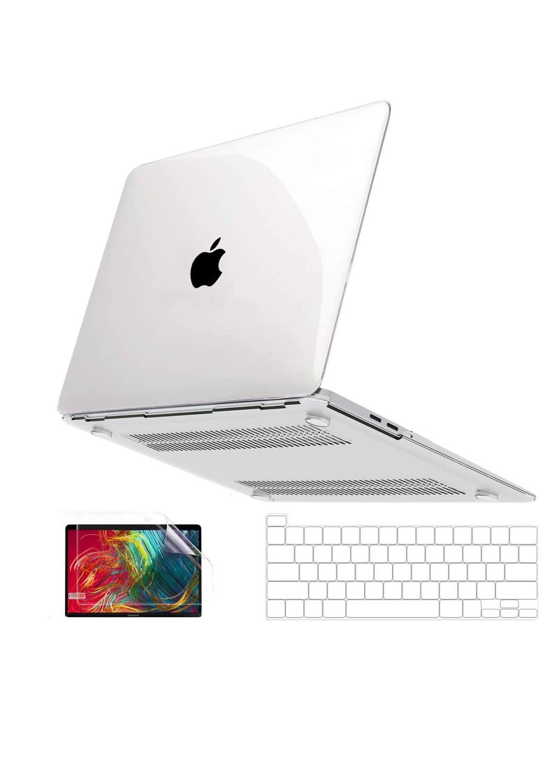 Generic 3in 1 Rubberized Hard Case Compatible with MacBook Air 13.6 inch M4 Chip 2025 A3240/ M3 Chip 2024 A3113/M2 Chip 2022 A2681, Rubberized Plastic Hard Shell Case + TPU Keyboard Cover + Clear Screen Protector,Frosted Clear  - Image 1