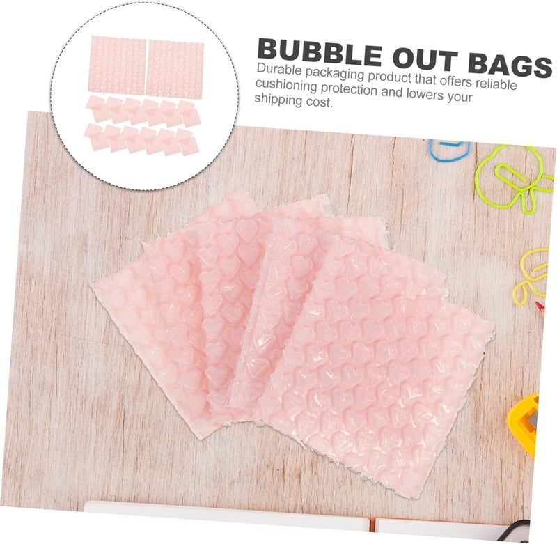 KASTWAVE Love Plastic Thicken Bubble Bags, 60Pcs Mailing Shockproof Bubble Bags For Bubble Packaging Bags Heart-Shaped Bubble Cushioning Bags Bubble Shipping Mailers - Image 3