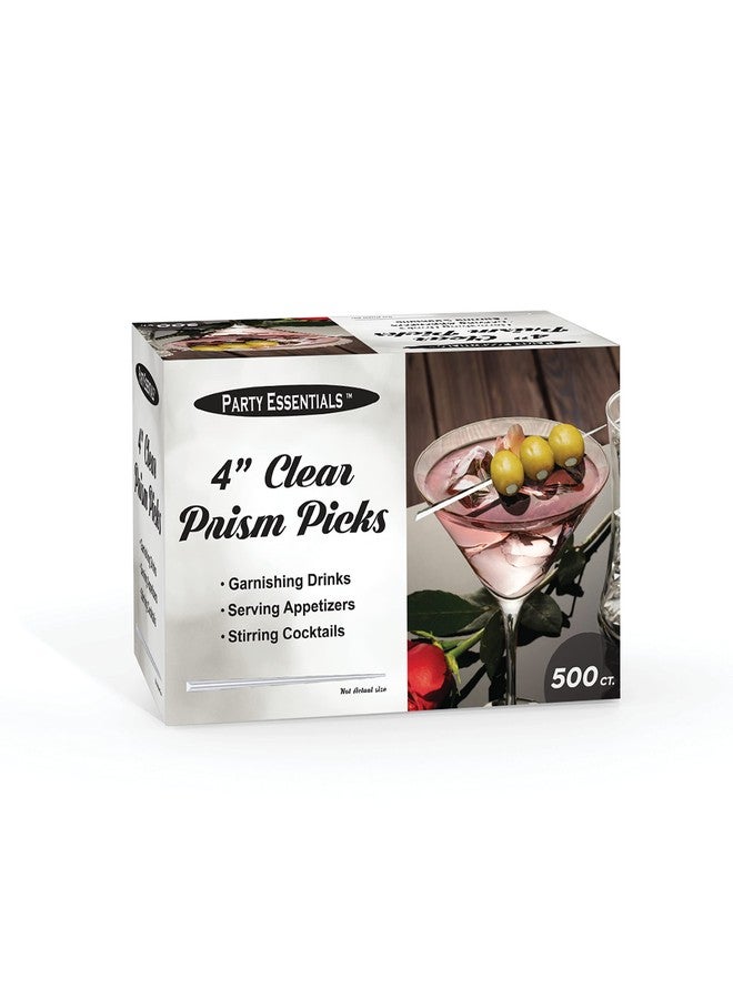 Party Essentials Stylish Skewers Appetizer Martini Cocktail Keeps Ingredients Pinned Together, 4" Prism Picks, Clear, 500-Count - Image 1
