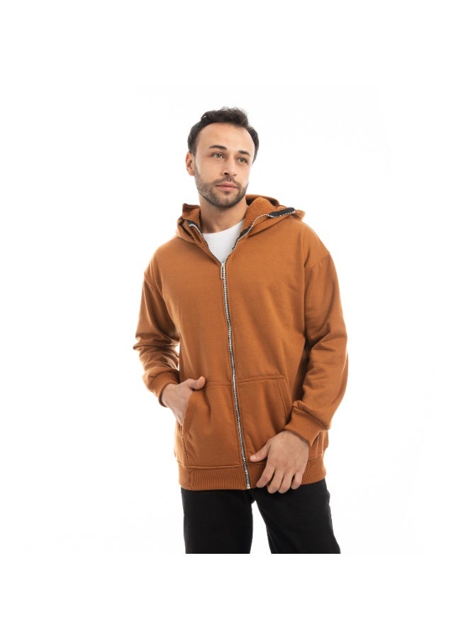Caesar Men's oversized hoodie with a hood and zipper - Image 1