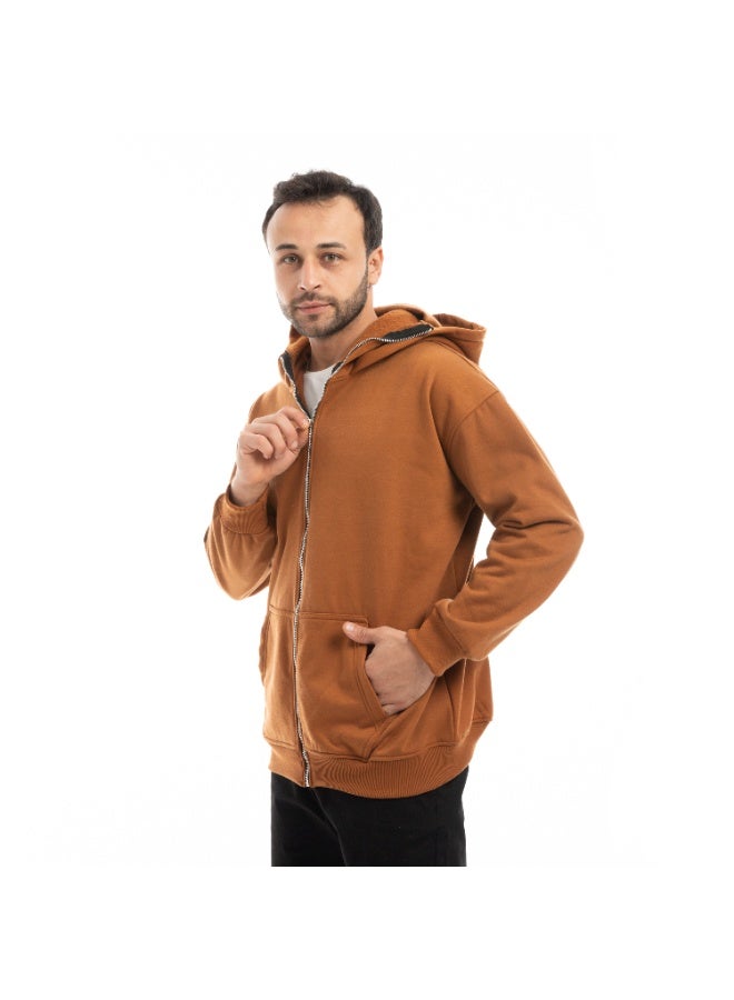 Caesar Men's oversized hoodie with a hood and zipper - Image 2