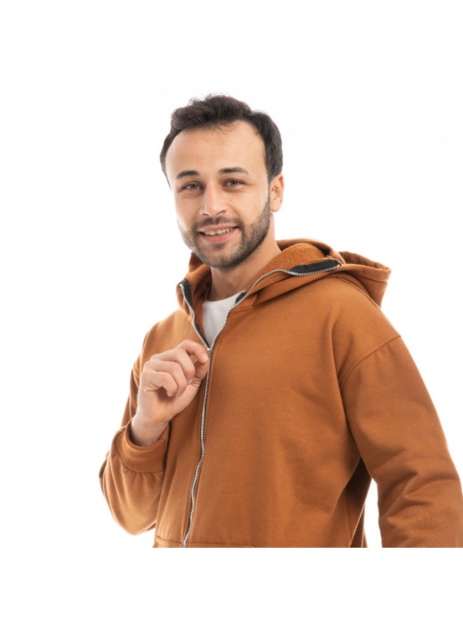 Caesar Men's oversized hoodie with a hood and zipper - Image 4