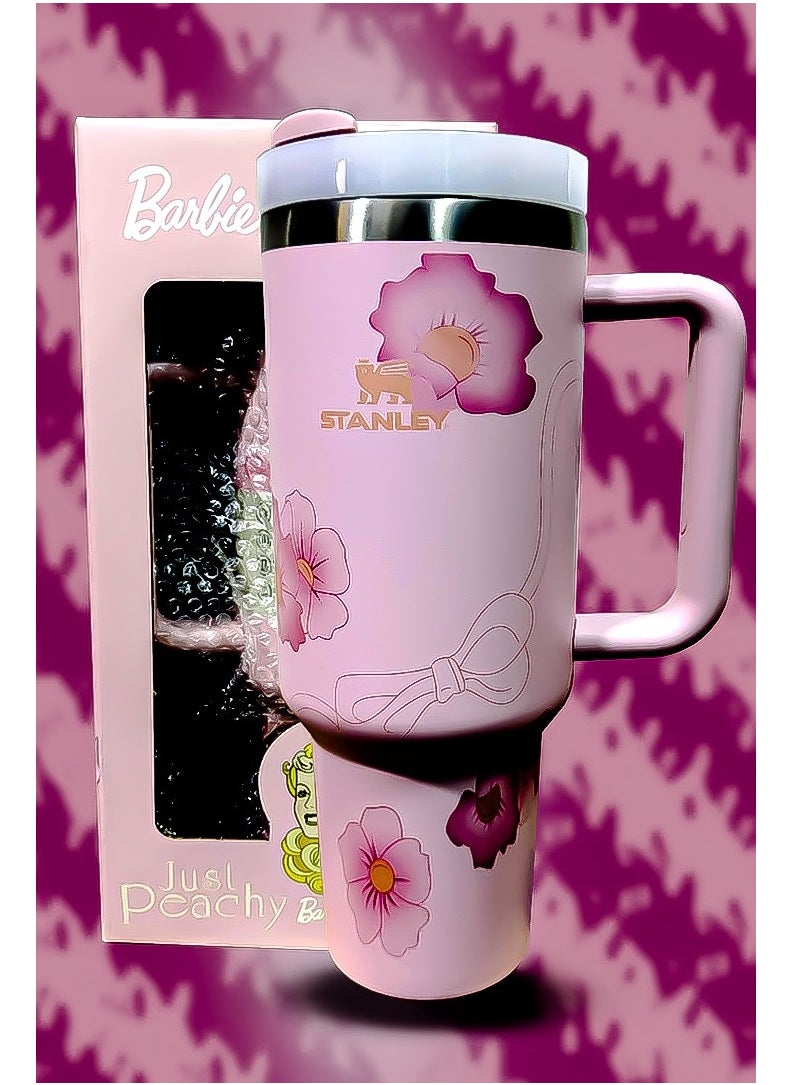 Stanley x Barbie 40oz Tumbler Limited Edition Stainless Steel Travel Mug with Reusable Straw BPA Free Eco Friendly and Dishwasher Safe Featuring Leakproof FlowState Lid and Double Wall Insulation Keeps Beverages Hot for 16 Hours and Cold for 24 Hours Slim Base Fits Most Car Cup Holders with Durable Ergonomic Handle for Convenient Use at Home Work Travel or On the Go