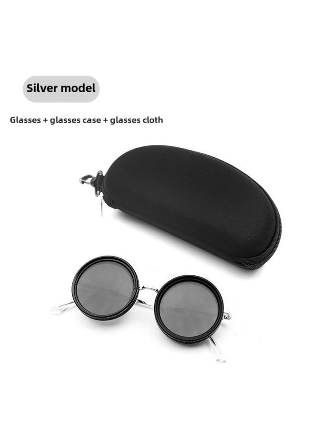 ND9 Adjustable Dimming Glasses UV-resistant Personalized Polarized Sunglasses ND2-400 Fishing Retro Sunglasses Adjustable-Color:Silver 49mm  - Image 1