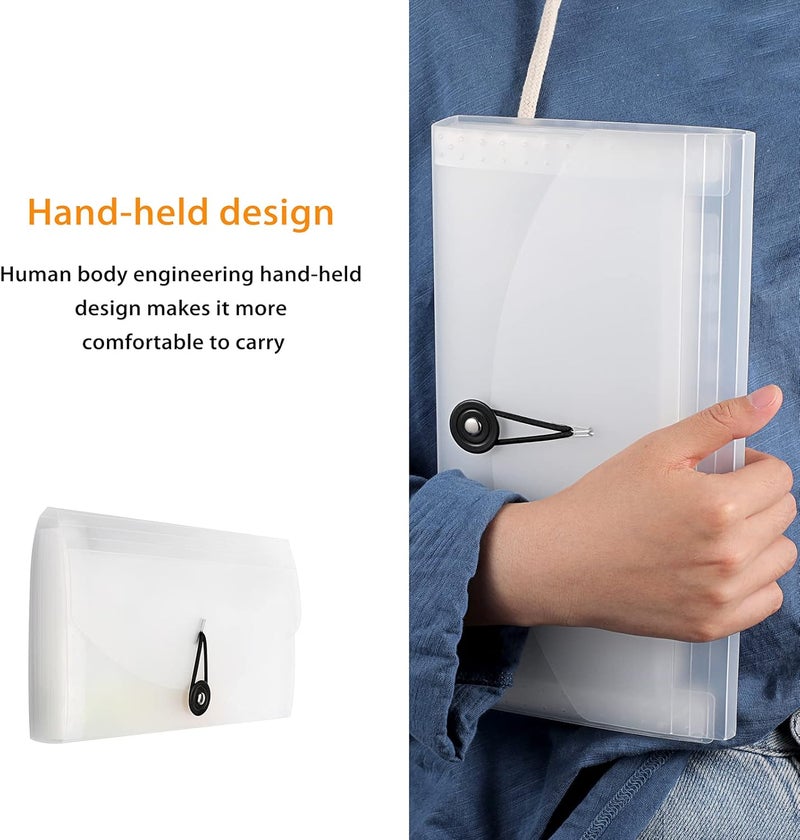 BTSKY Expanding File Folder New 13 Pockets Small Accordion File Expandable Card Ticket Holder Storage Folder Plastic Wallet Case (White Translucent) - Image 5