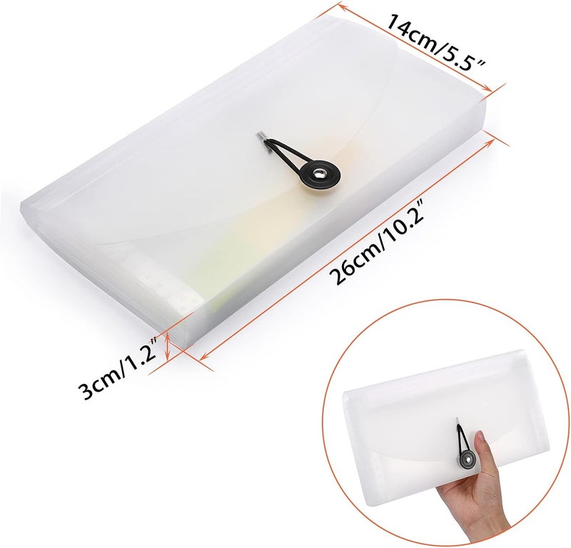 BTSKY Expanding File Folder New 13 Pockets Small Accordion File Expandable Card Ticket Holder Storage Folder Plastic Wallet Case (White Translucent) - Image 2