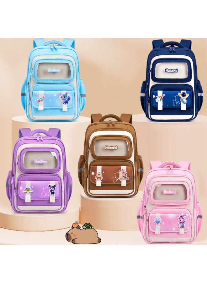 Kapibalakatong Children's Schoolbag For Primary And Secondary School Students Grade 1-3-6 Large Capacity Backpack-Color:Brown Trumpet - Image 3