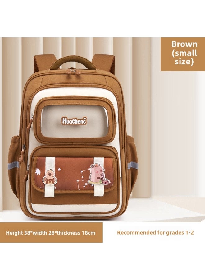 Kapibalakatong Children's Schoolbag For Primary And Secondary School Students Grade 1-3-6 Large Capacity Backpack-Color:Brown Trumpet - Image 1