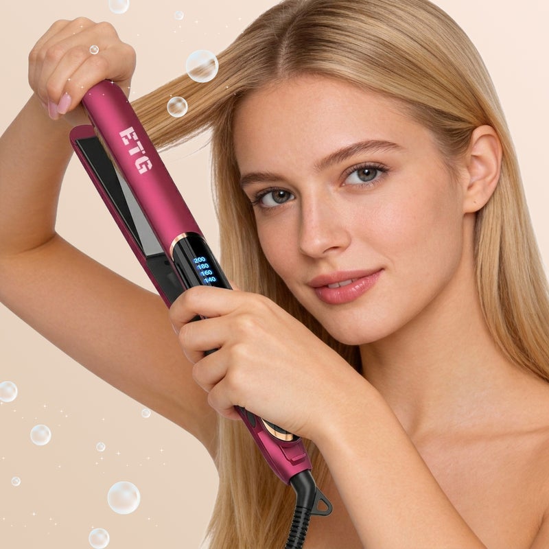 ETG Ceramic Hair Straightener, 2 in 1 Hair Straighteners and Curlers with Ceramic Coating for Smooth Glide, 15 Second Heat up, Up to 200°c, Lasting Results for Curl/Wave/Straighten Hair 40W - Image 2