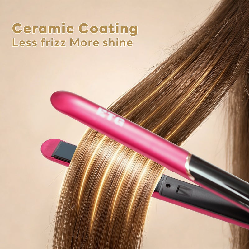 ETG Ceramic Hair Straightener, 2 in 1 Hair Straighteners and Curlers with Ceramic Coating for Smooth Glide, 15 Second Heat up, Up to 200°c, Lasting Results for Curl/Wave/Straighten Hair 40W - Image 5