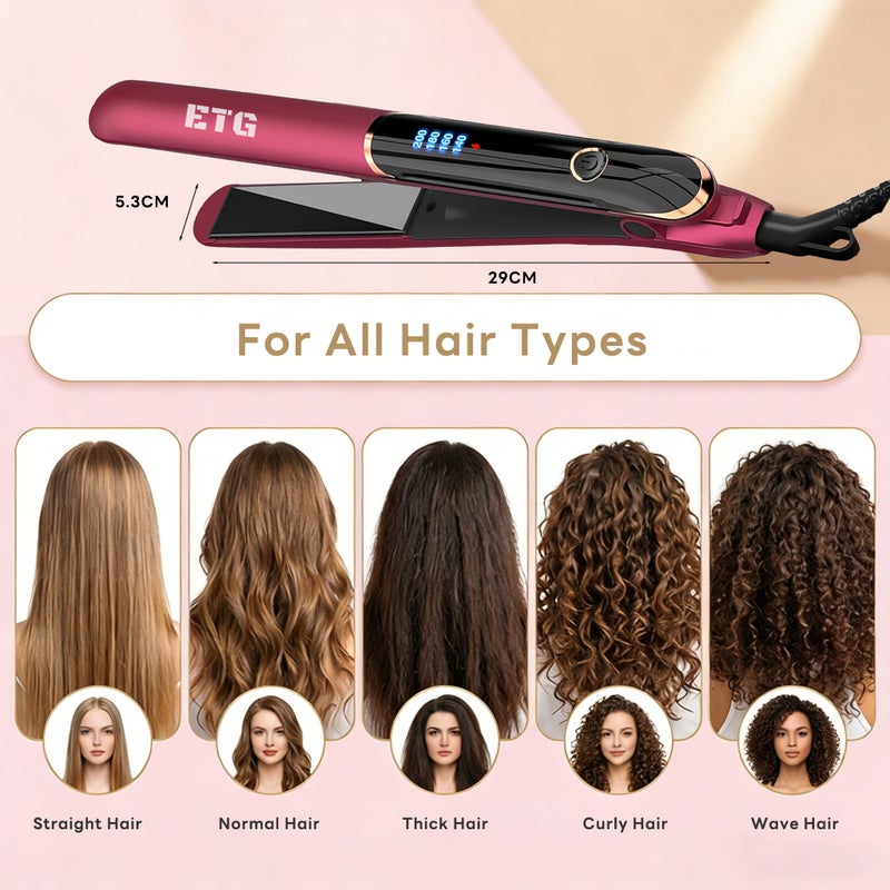 ETG Ceramic Hair Straightener, 2 in 1 Hair Straighteners and Curlers with Ceramic Coating for Smooth Glide, 15 Second Heat up, Up to 200°c, Lasting Results for Curl/Wave/Straighten Hair 40W - Image 4