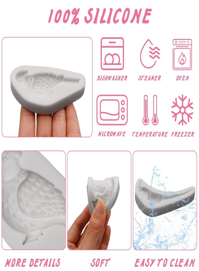 Caregene Bird Silicone Molds for Crafts, Cardinalis Parrot Resin molds 5-Piece Set, Hummingbird Parrot Dove Design, 1.4-3.9 inch - Image 3