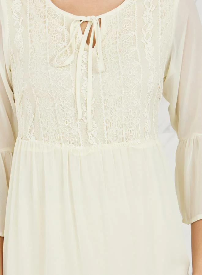 Styli Lace Tiered Dress