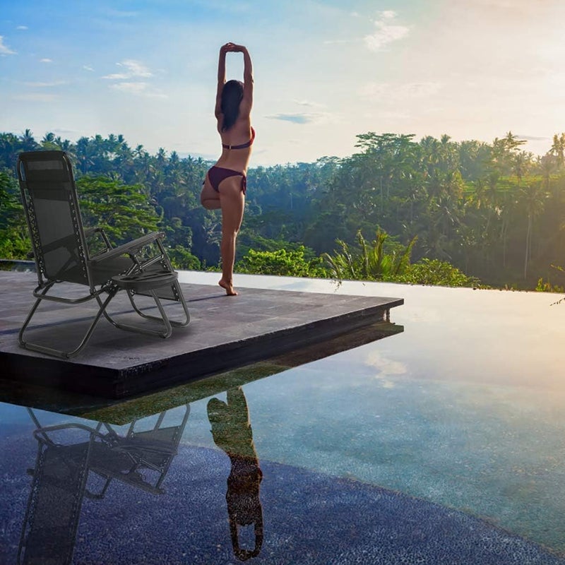 FDW Zero Gravity Lawn Lounge Chairs Set of 2 with Pillow and Cup Holder - Adjustable Reclining Folding Outdoor Chairs for Deck, Beach, Yard - Image 5