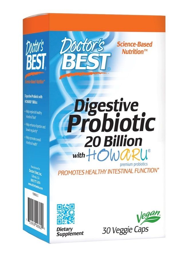 Doctor's BEST Doctor's Best Probiotic, Non-GMO, Gluten Free, Vegan, 20 Billion Cfu, 30 Veggie Caps  - Image 1