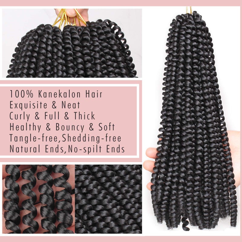 Xtrend 12 Inch 7 Packs Spring Twist Crochet Braids Hair For Butterfly Faux Locks Short Crochet Hair Synthetic Braiding Hair Extensions For Woman (1B#) - Image 5