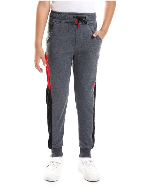 Boys Elastic Waist Sweatpants With Coloured Tape