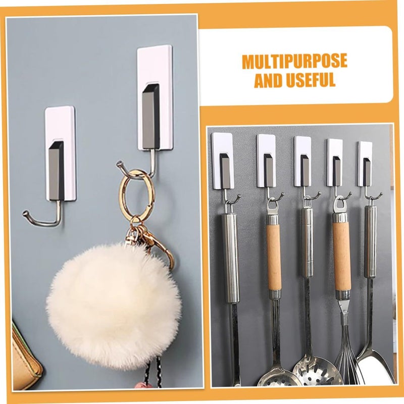 Jojofuny 4pcs Strong Adhesive Wall Hooks Decorative Key Mount - Image 4