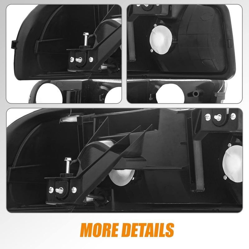 Cxdar Headlight Assembly for 99-07 GMC Sierra and 99-06 Yukon, Black Housing, 4PCS - Image 5