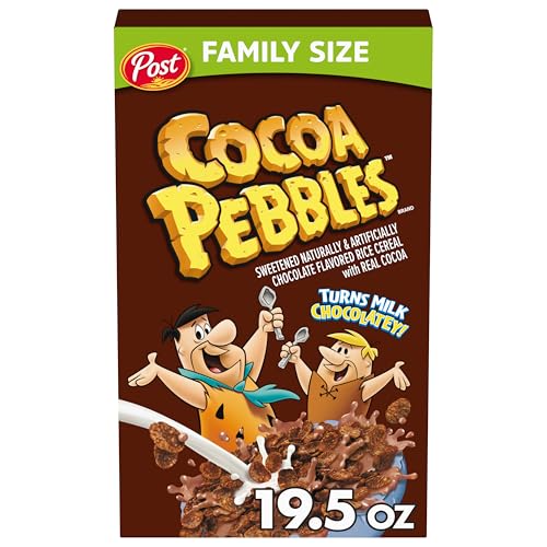 Cocoa PEBBLES Cereal, Chocolatey Kids Crunch, Gluten Free Sweetened Rice Crunch, 19.5 oz Family Size Cereal Box - Image 1