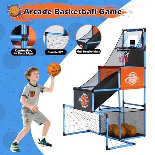 VROGTIK 2 in 1 Basketball Arcade Game Soccer Goal for Kids Adjustable Kid Basketball Hoop with 6 Balls and Pump Indoor Outdoor Games for Kid Toys for 312 Year Old Kids Birthday Gifts for Boys Girls - Image 5