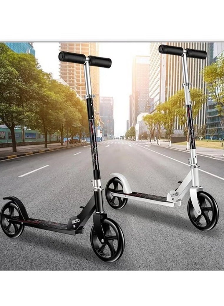 Enjoylifeme - Kick Scooter, Foldable Commuter Scooter with Anti-Shock Suspension, 3-Level Adjustable Height Handlebar Push Scooter with Large Wheels for Kids, Teen and Adults(Black) - Image 1