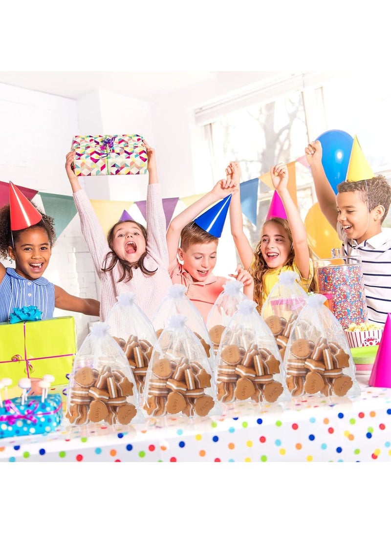 Zikra 50 قطعة أكياس أورجانزا كبيرة بيضاء، 12 × 16 بوصة أكياس هدايا بشريط سحب، أكياس هدايا شبكية، كيس مجوهرات، كيس هدايا لحفلات الزفاف، كيس عرض عينة زجاجة حلوى - Image 5