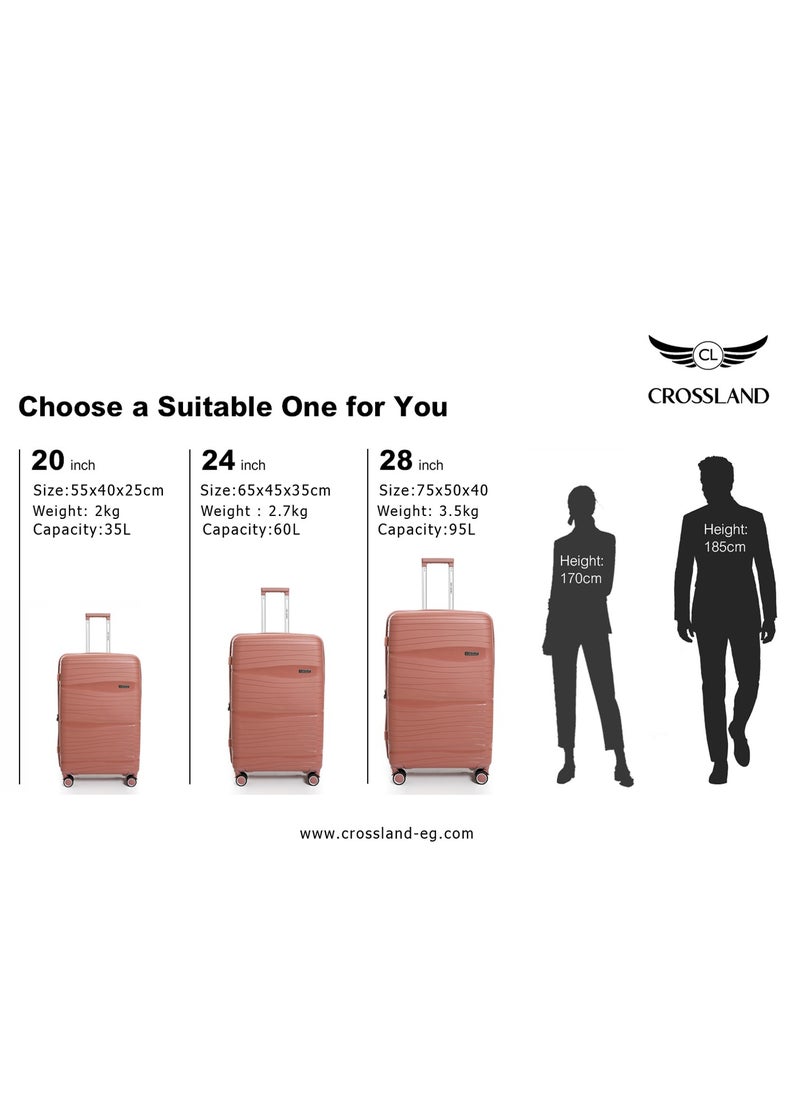Crossland - CROSSLAND 3 Pcs.Set of Unbreakable Trolley Luggage With TSA Lock, Double Expandable Zipper and 4 Silent Move Spinners Wheels - Image 1