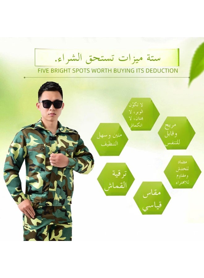 بدلة تدريب عسكرية للطلاب من الرجال والنساء صيفية رقيقة بدلة تدريب بأكمام قصيرة وأكمام طويلة ملابس عمل ملابس تمويه كاملة للطلاب - Image 3