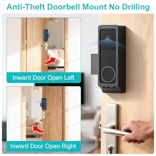 Annkoifu Anti-Theft Video Doorbell Mount for Wyze Duo Cam Doorbell Only, No-Drill Doorbell Camera Mount for Wyze DoorBell Camera, Apartment Door Camera Mount for Home Rentals Room - Image 5